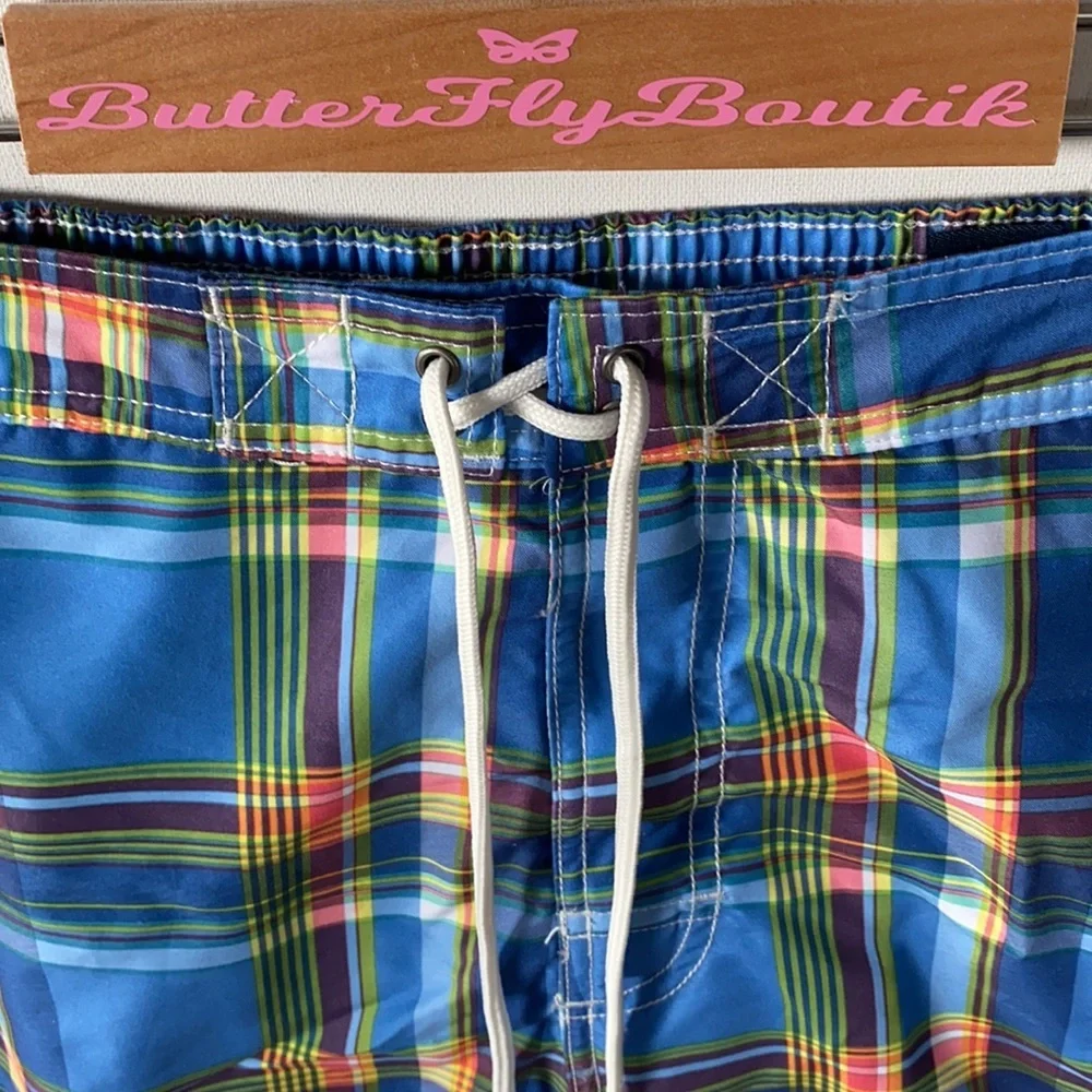Mens Chaps Adriatic Plaid Swimming Shorts‎ Trunks, Size M